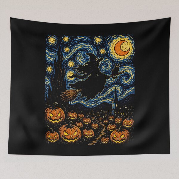 Item preview, Witch on a Broomstick with Halloween Pumpkins Halloween designed and sold by rafaeltto.