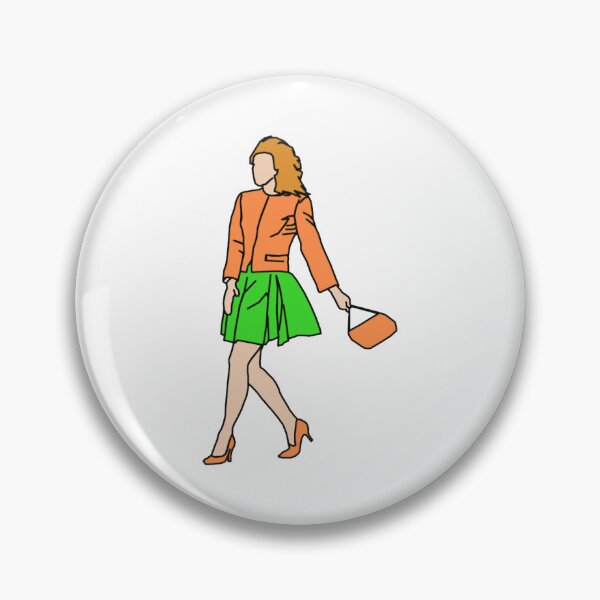 Item preview, Stylish Woman Walking In Orange Jacket And Green Skirt designed and sold by Johnstudioart.
