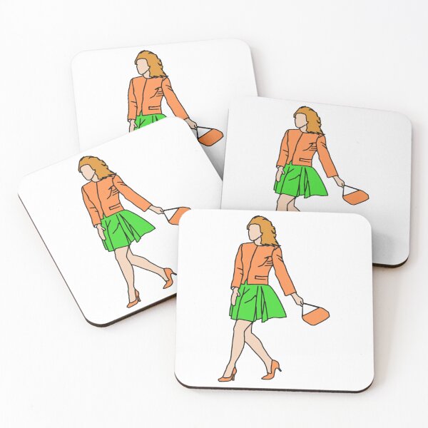 Item preview, Stylish Woman Walking In Orange Jacket And Green Skirt designed and sold by Johnstudioart.