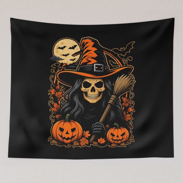 Item preview, Spooky Witch with Pumpkins and Full Moon Halloween designed and sold by rafaeltto.