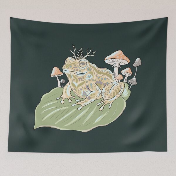 Item preview, Frog Mystic Cottagecore Mushrooms Botanical Goblincore  designed and sold by LeshanArt.