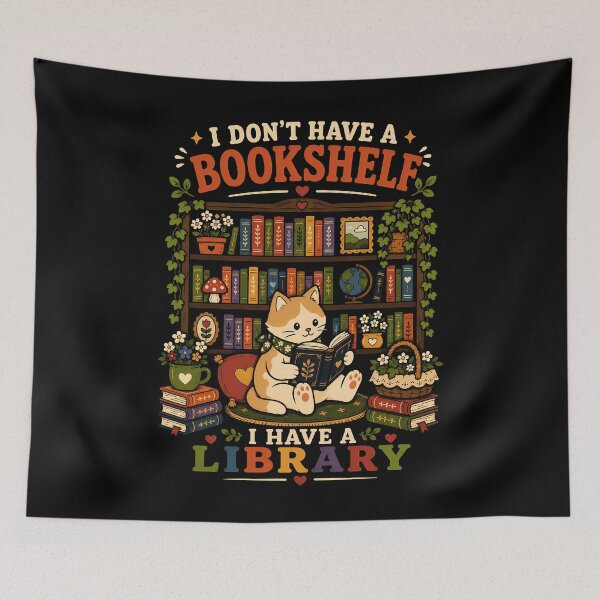 Item preview, Cute Cat Reading in a Cozy Library Design designed and sold by rafaeltto.