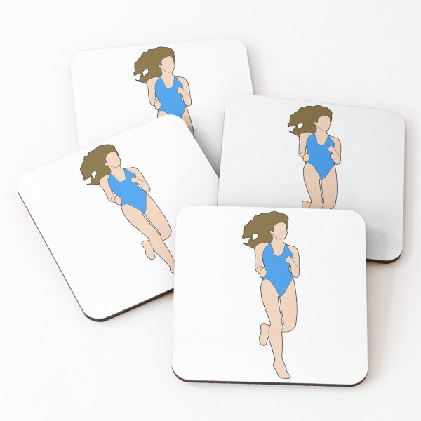 Item preview, Athletic Woman Jogging In Blue Swimsuit One Piece designed and sold by Johnstudioart.