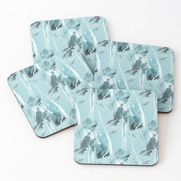 Item preview, Painterly Abstract Flowers on Pastel Teal designed and sold by Artistestella.