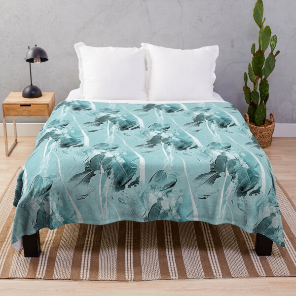 Item preview, Painterly Abstract Flowers on Pastel Teal designed and sold by Artistestella.