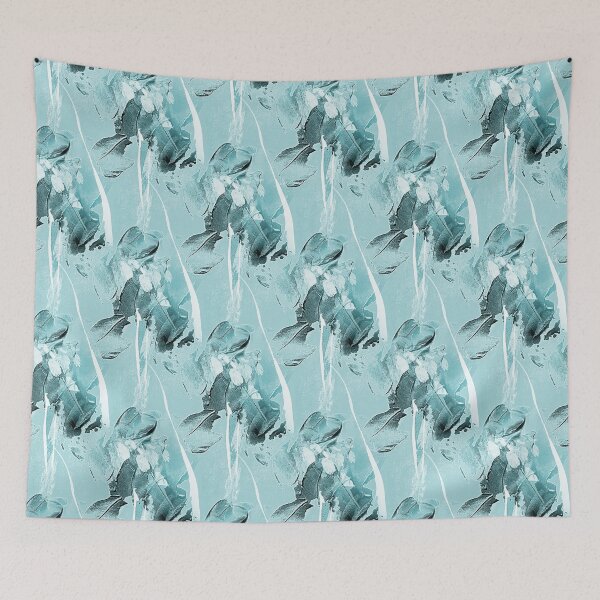 Item preview, Painterly Abstract Flowers on Pastel Teal designed and sold by Artistestella.