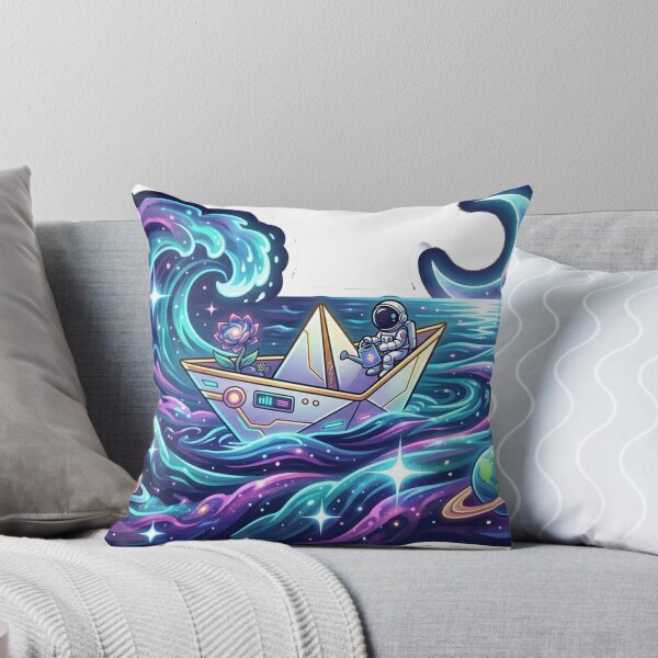 Item preview, Cosmic Origami Voyage — Astronaut Sailing Galaxy Waves Sticker designed and sold by RoyArt0.