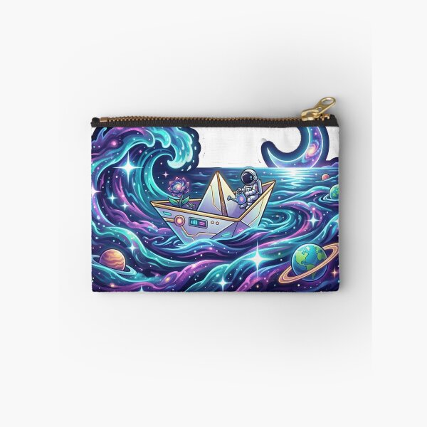 Item preview, Cosmic Origami Voyage — Astronaut Sailing Galaxy Waves Sticker designed and sold by RoyArt0.