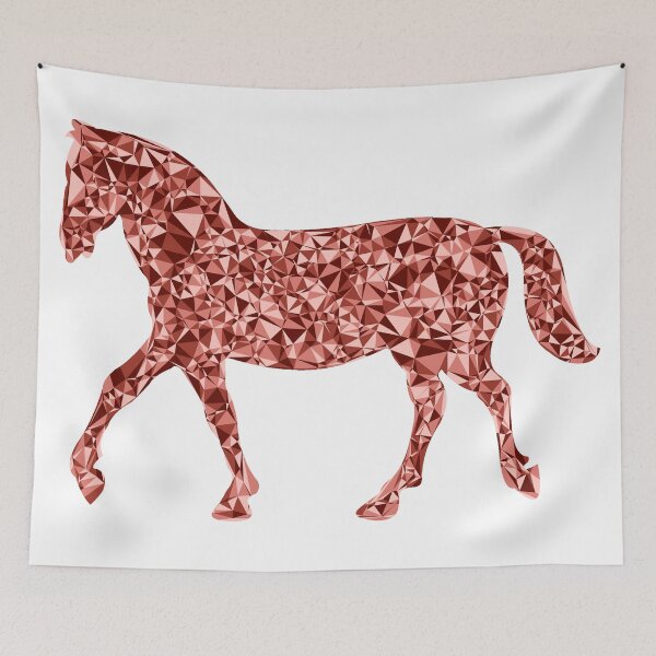 Item preview, Red Triangular Mosaic Trotting Horse Silhouette Design designed and sold by DymondDesigns.