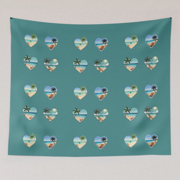 Item preview, Retro Beach Love Hearts with Palm Tree and Suntan Lotion designed and sold by Beachy.