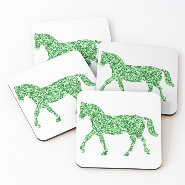 Item preview, Green Triangular Mosaic Trotting Horse Silhouette Design designed and sold by DymondDesigns.