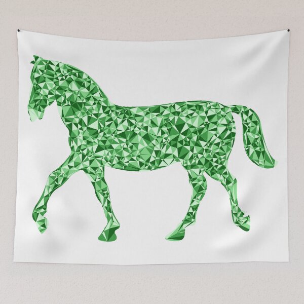 Item preview, Green Triangular Mosaic Trotting Horse Silhouette Design designed and sold by DymondDesigns.