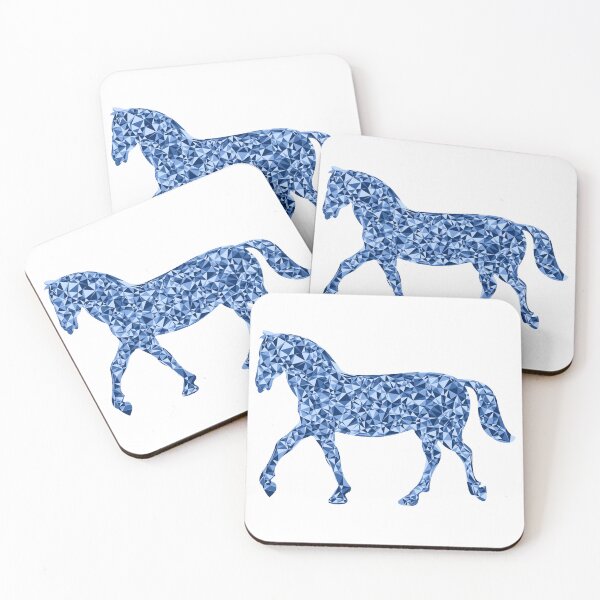 Item preview, Blue Triangular Mosaic Trotting Horse Silhouette Design designed and sold by DymondDesigns.