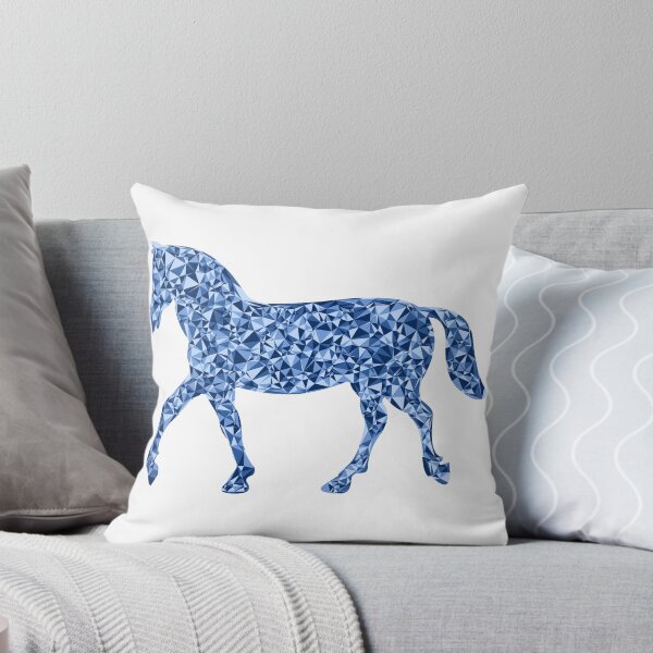 Item preview, Blue Triangular Mosaic Trotting Horse Silhouette Design designed and sold by DymondDesigns.