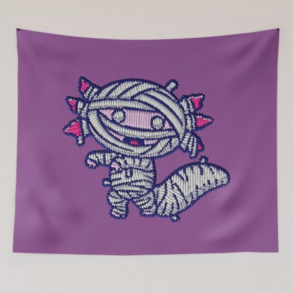 Item preview, Kawaii Mummy Axolotl Halloween Embroidery Patch Sticker designed and sold by · GAMING SOUL ·.