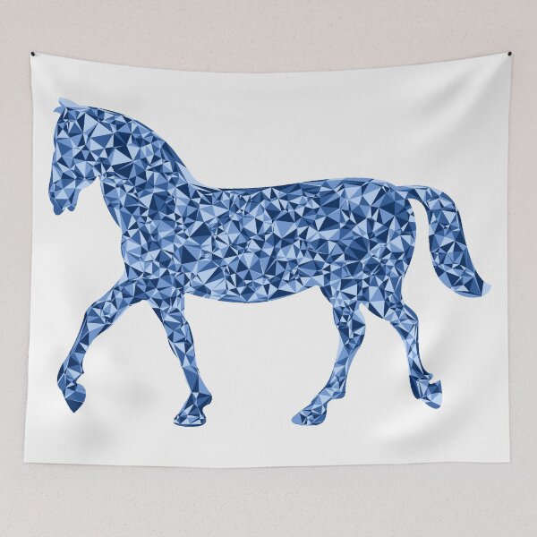 Item preview, Blue Triangular Mosaic Trotting Horse Silhouette Design designed and sold by DymondDesigns.