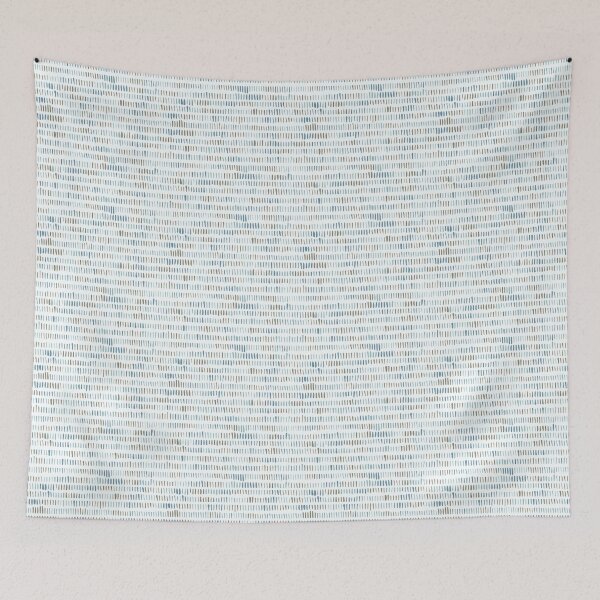 Item preview, whisp patter - stitching lines - white blue designed and sold by Stephanie Fiona Design.