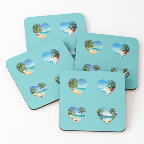 Item preview, Tropical Beach Love Hearts with Palm Trees and Coconuts designed and sold by Beachy.