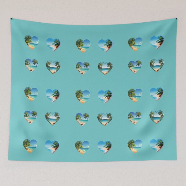 Item preview, Tropical Beach Love Hearts with Palm Trees and Coconuts designed and sold by Beachy.