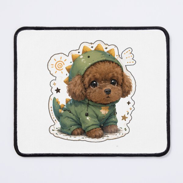 Item preview, Cute Poodle Puppy in Dinosaur Onesie Sticker designed and sold by AbsCrewStore.