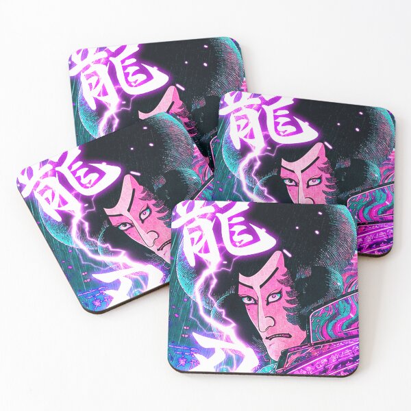 Item preview, Samurai Dragon Blade Illustration | Japanese Ukiyo-e Neon City | Hokusai-inspired designed and sold by RhymeArc.