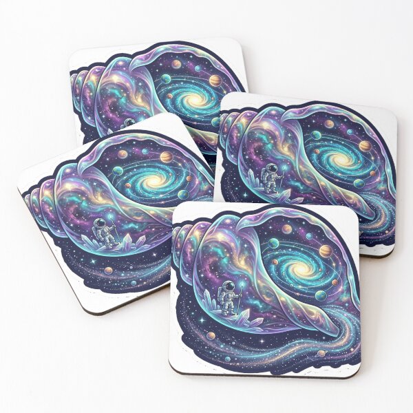 Item preview, Galaxy Shell Explorer — Astronaut Discovers Cosmic Conch Sticker designed and sold by RoyArt0.