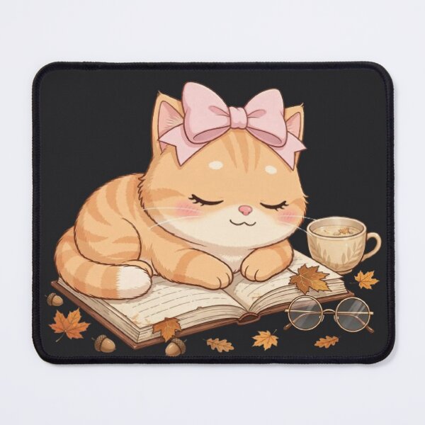 Item preview, Cute Fall Sleeping Cat Book Autumn Cozy Reading Leaves designed and sold by Luna's World .