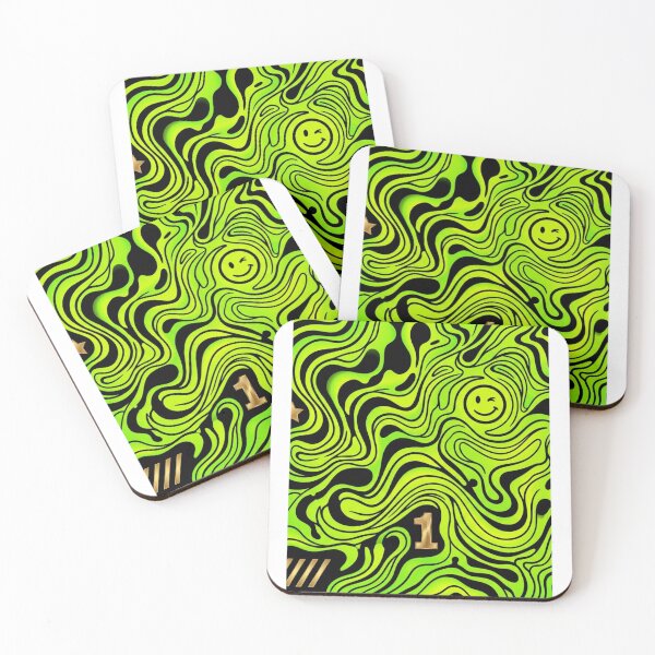 Item preview, Trippy Neon Lime Green Liquid Marble Acid Techno Rave Smiley designed and sold by raedattia.