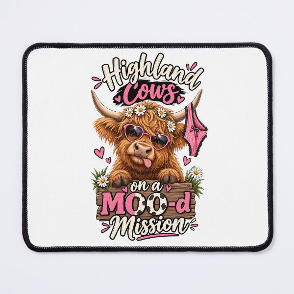 Item preview, Highland Cows on a Moo-d Mission Funny Cow Lover designed and sold by ZIGLWORKS.