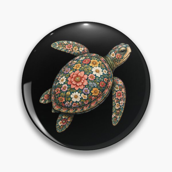 Item preview, Swimming Floral Turtle | Ocean Floral Art Collection designed and sold by Zaru Art Studio.
