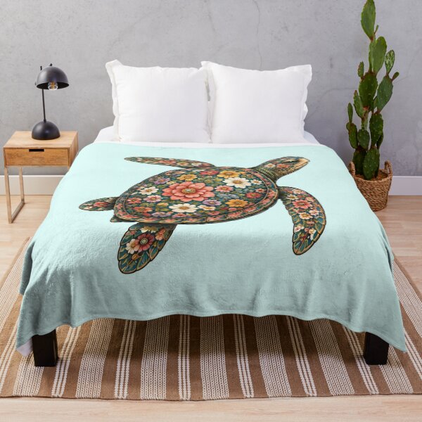 Item preview, Swimming Floral Turtle | Ocean Floral Art Collection designed and sold by Zaru Art Studio.
