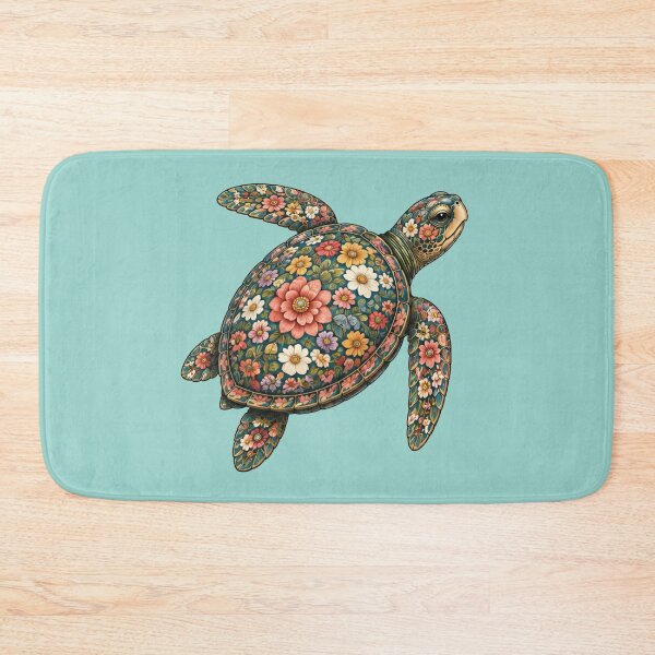 Item preview, Swimming Floral Turtle | Ocean Floral Art Collection designed and sold by Zaru Art Studio.