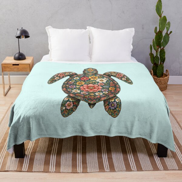 Item preview, Floral Sea Turtle | Ocean Floral Art Collection designed and sold by Zaru Art Studio.