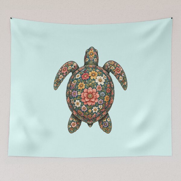 Item preview, Floral Sea Turtle | Ocean Floral Art Collection designed and sold by Zaru Art Studio.