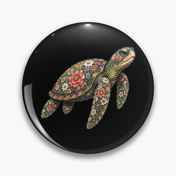 Item preview, Colorful Floral Sea Turtle | Ocean Floral Art Collection designed and sold by Zaru Art Studio.