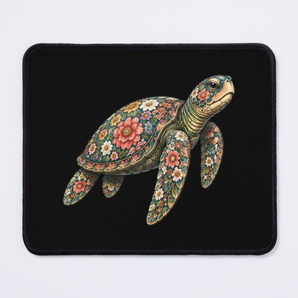 Item preview, Colorful Floral Sea Turtle | Ocean Floral Art Collection designed and sold by Zaru Art Studio.