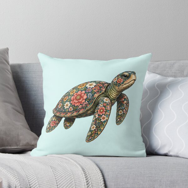 Item preview, Colorful Floral Sea Turtle | Ocean Floral Art Collection designed and sold by Zaru Art Studio.