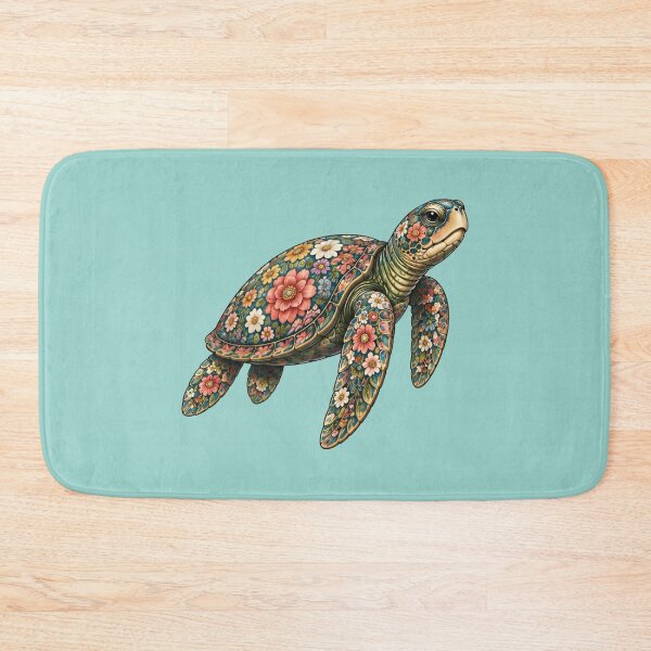 Item preview, Colorful Floral Sea Turtle | Ocean Floral Art Collection designed and sold by Zaru Art Studio.