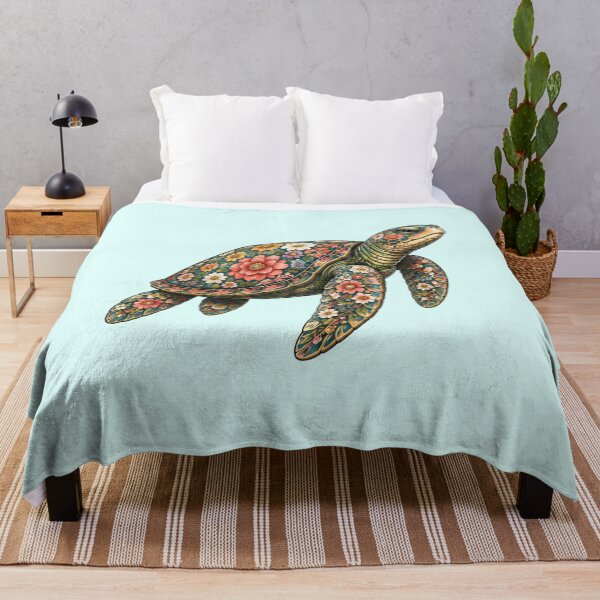Item preview, Colorful Floral Sea Turtle | Ocean Floral Art Collection designed and sold by Zaru Art Studio.