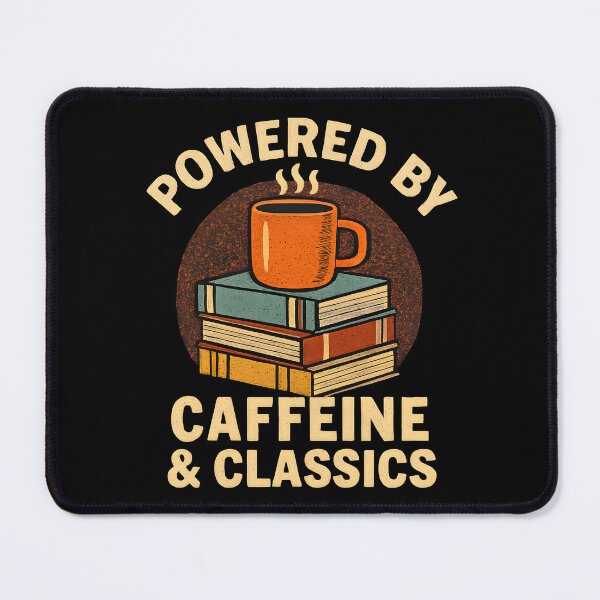 Item preview, Powered By Caffeine And Classics Funny Vintage Coffee Mug Book Stack English Literature designed and sold by Photo-Sphere101.