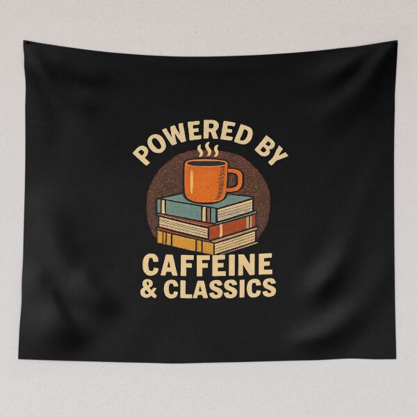 Item preview, Powered By Caffeine And Classics Funny Vintage Coffee Mug Book Stack English Literature designed and sold by Photo-Sphere101.