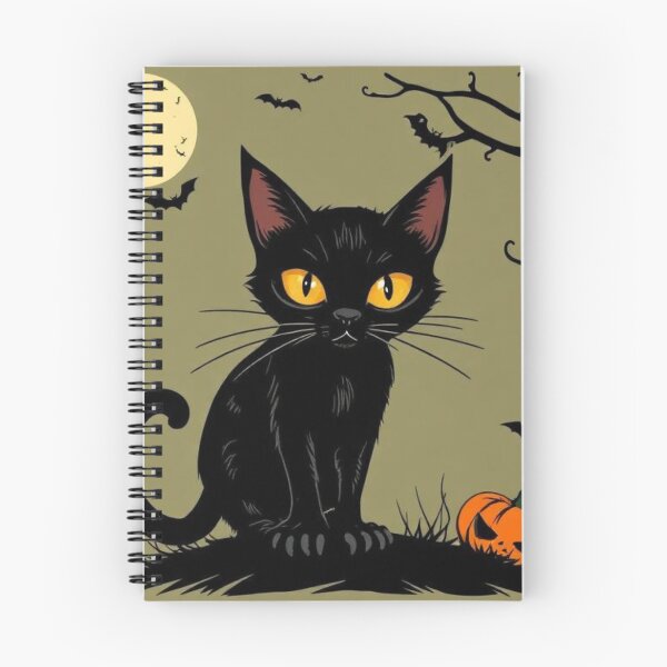 Item preview, Halloween Black Cat with Pumpkin and Bats – Spooky Gothic Night Design designed and sold by swara-2016.