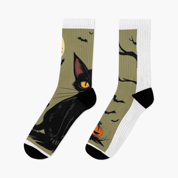 Item preview, Halloween Black Cat with Pumpkin and Bats – Spooky Gothic Night Design designed and sold by swara-2016.