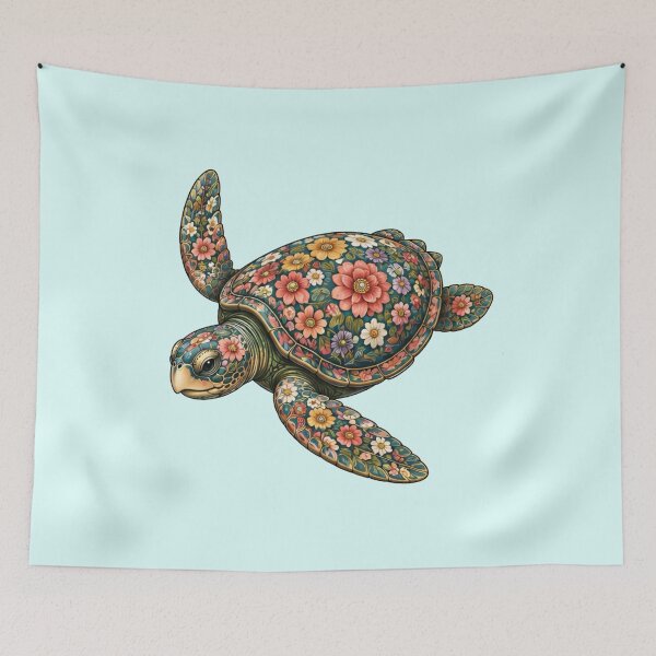 Item preview, Floral Ocean Turtle | Ocean Floral Art Collection designed and sold by Zaru Art Studio.