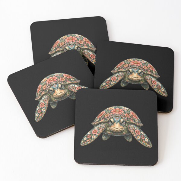 Item preview, Flower Shell Turtle | Ocean Floral Art Collection designed and sold by Zaru Art Studio.