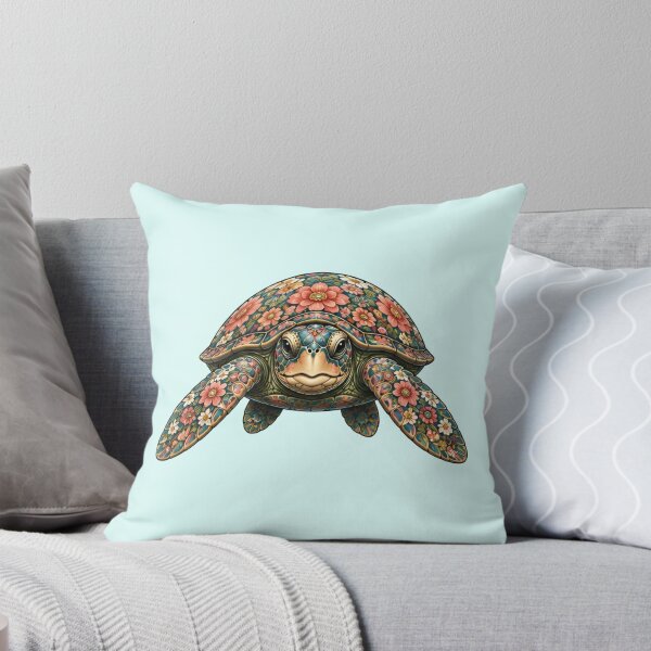 Item preview, Flower Shell Turtle | Ocean Floral Art Collection designed and sold by Zaru Art Studio.