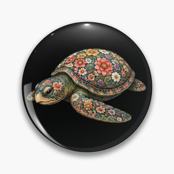 Item preview, Peaceful Floral Sea Turtle | Ocean Floral Art Collection designed and sold by Zaru Art Studio.