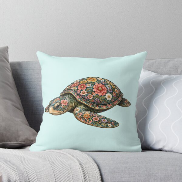 Item preview, Peaceful Floral Sea Turtle | Ocean Floral Art Collection designed and sold by Zaru Art Studio.