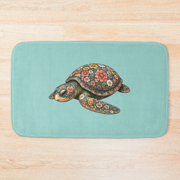 Item preview, Peaceful Floral Sea Turtle | Ocean Floral Art Collection designed and sold by Zaru Art Studio.