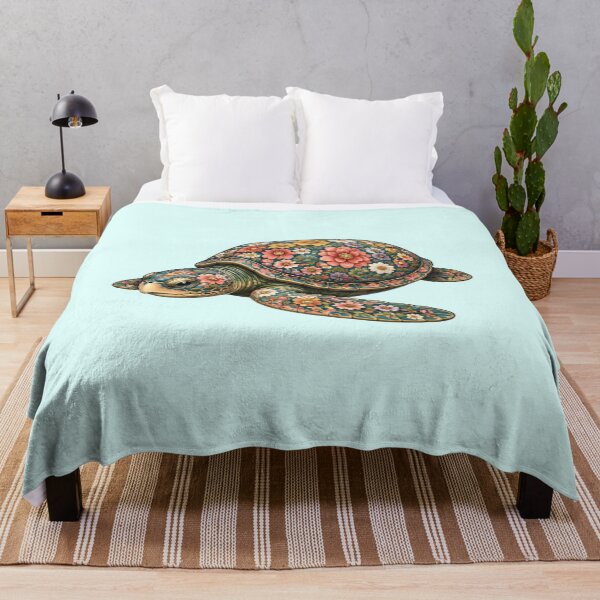 Item preview, Peaceful Floral Sea Turtle | Ocean Floral Art Collection designed and sold by Zaru Art Studio.